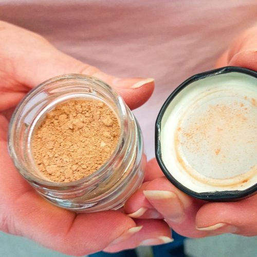 Mineral foundation jar close up